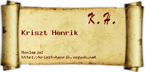Kriszt Henrik névjegykártya